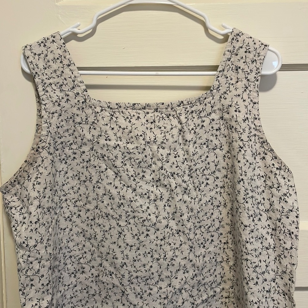 Vintage Cream & Floral Linen Shift Dress